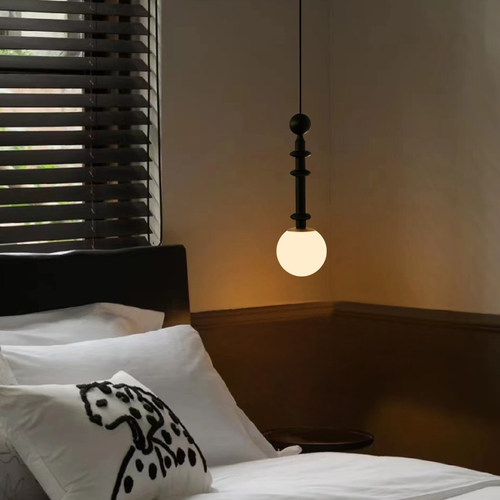 旭呈卧室床头小吊灯中古侘寂风法式复古设计师高级感吧台吊线灯具