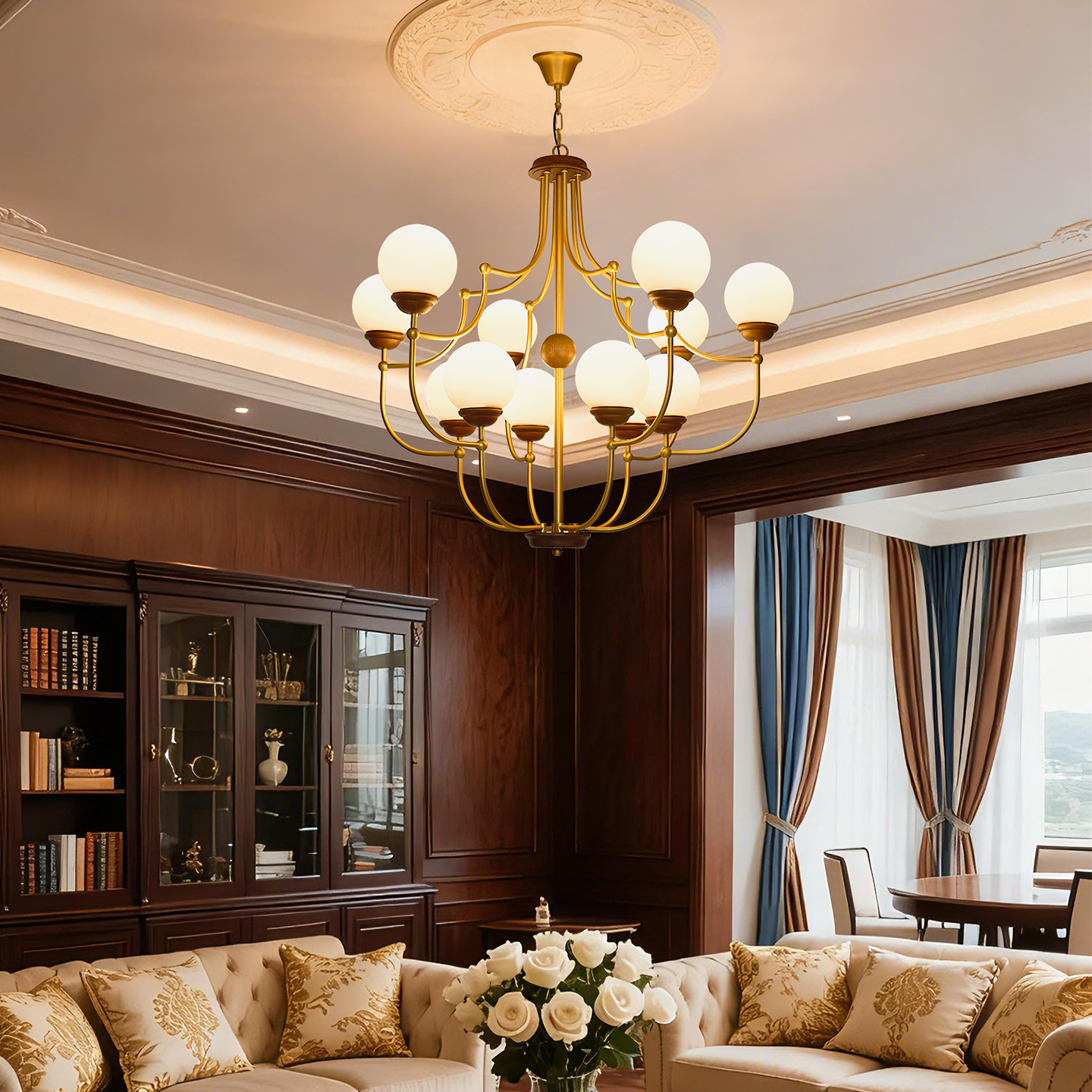 旭呈法式中古风别墅客厅大吊灯