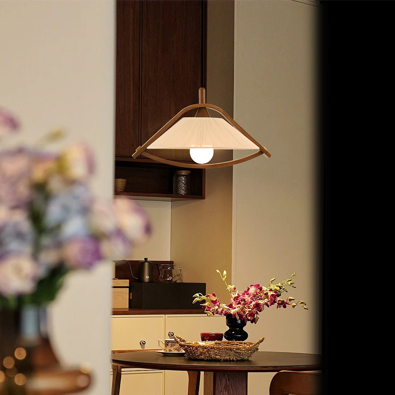 旭呈餐厅实木中古风侘寂风吊灯