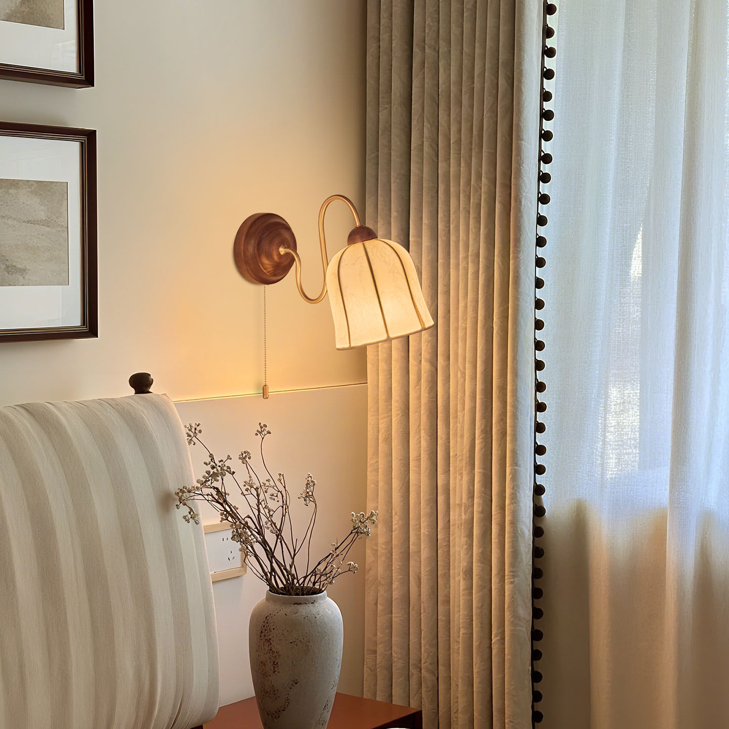 旭呈卧室布艺法式复古壁灯