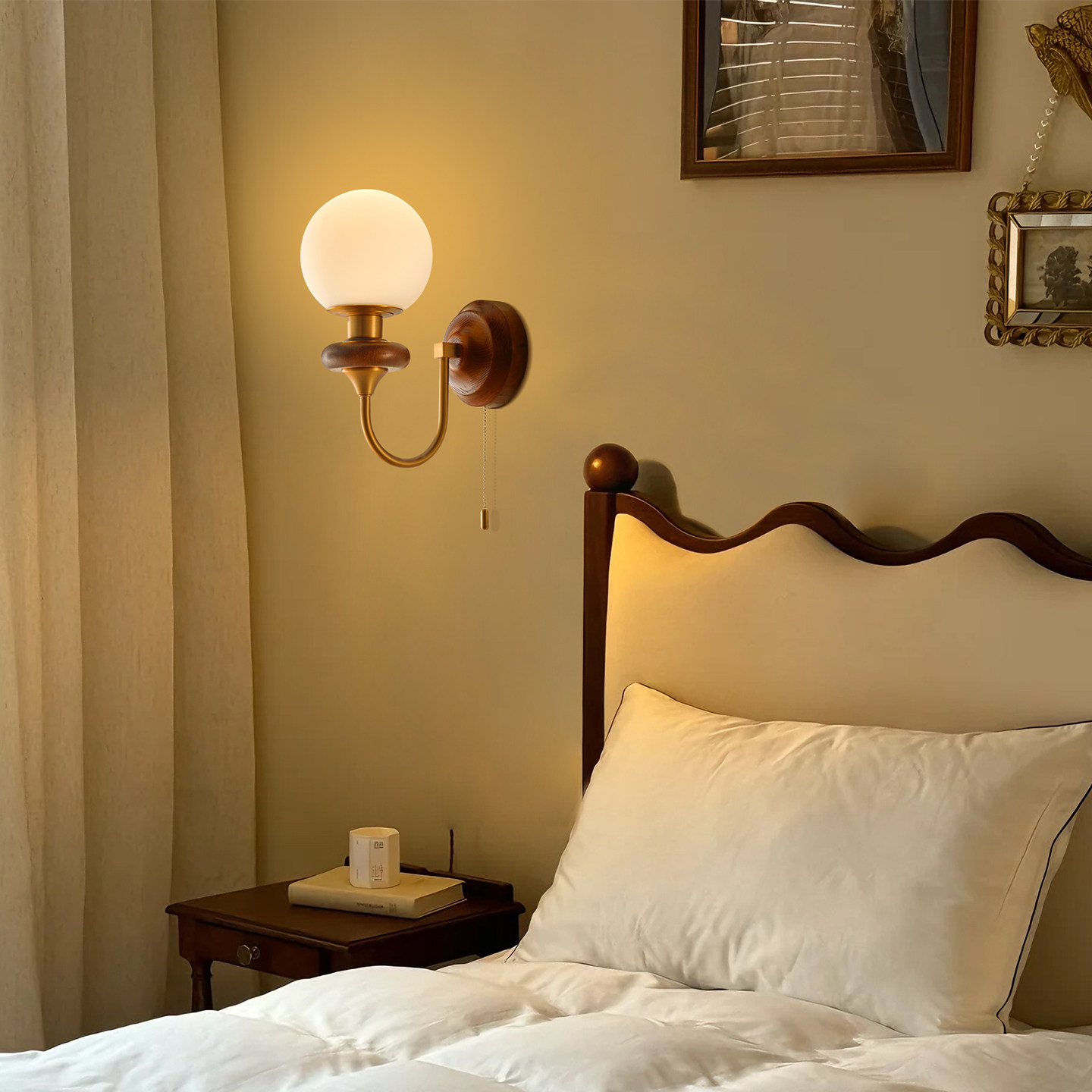 旭呈法式壁灯卧室床头灯中古风高级感美式复古客厅轻奢背景墙墙灯,家装灯饰光源,壁灯,淘宝优惠券,粉丝福利购,淘宝优惠卷