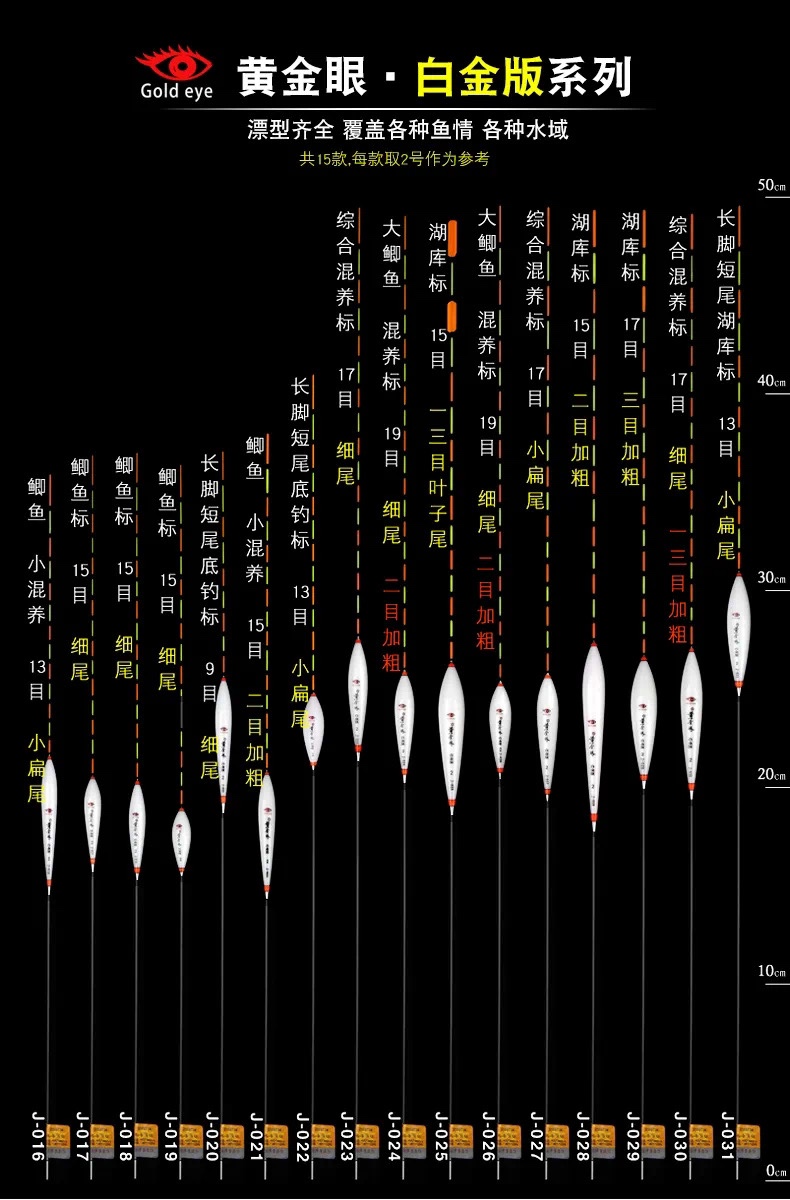 黄金眼白金版纳米浮漂J016-J036加粗 醒目鲫鱼鲤鱼漂混养黑坑竞技