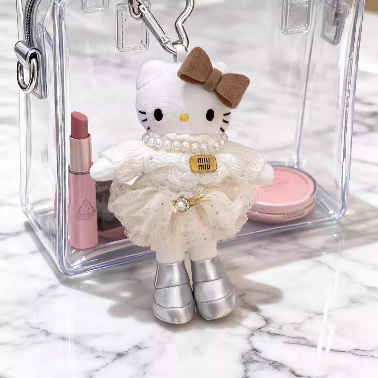 日本SHORPE甜美芭蕾公主包挂件长腿可爱kitty钥匙扣挂饰毛绒公仔