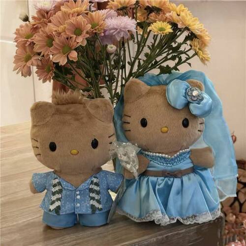 日本SHORPE夏威夷AUW限定kahala婚纱黑皮kitty丹尼尔玩偶公仔套装