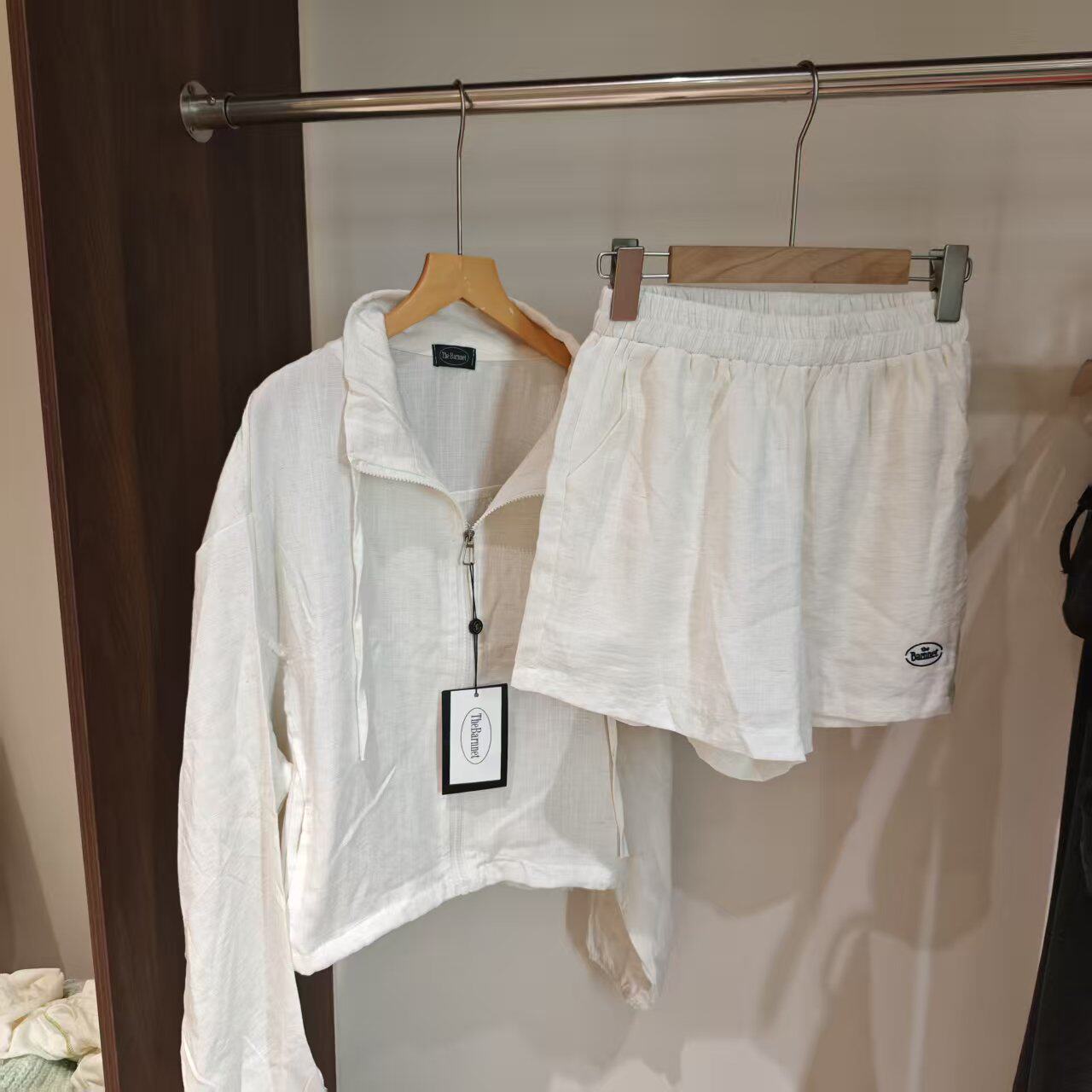 夏季薄款防晒立领短裤两件套女