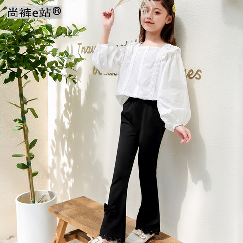 女童喇叭裤夏款薄款长裤2026纯棉