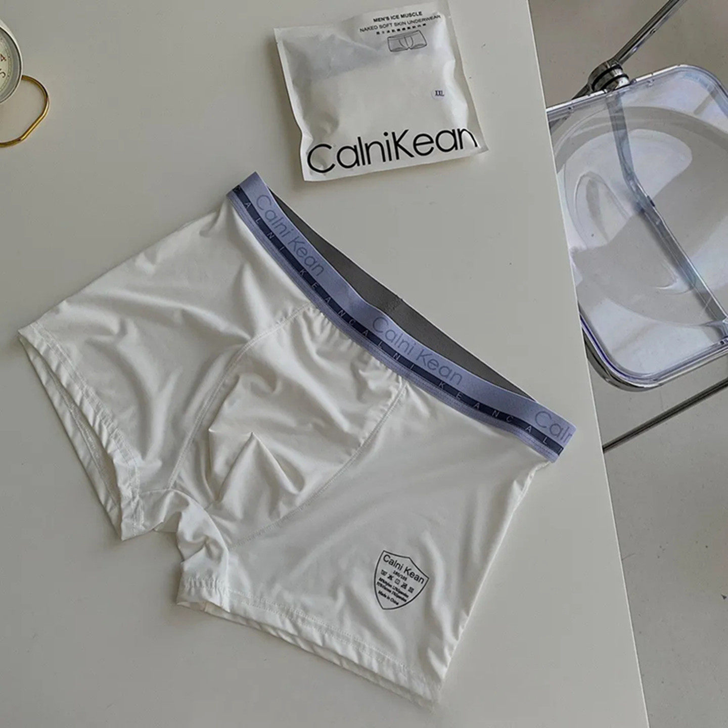 2026新款男士冰肌裸感男款内裤冰丝平角裤棉质白色裆透气四角短裤