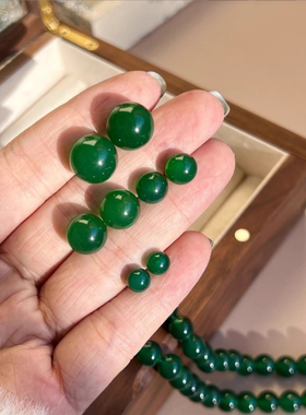 百搭简约绿珠蚊香盘耳夹新中式大气高级感祖母绿色圆球无耳洞耳饰