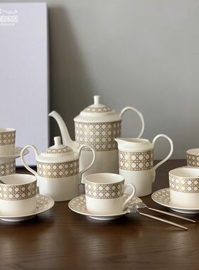 欧式奢华D金色藤格纹15头茶具
