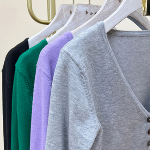 紫色 显瘦秋季 百搭小外套2022秋冬百搭单品毛织小开衫 针织气质长袖