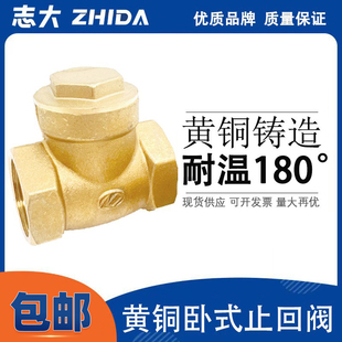 止回阀单向阀逆止阀全铜加厚耐高温蒸汽加热锅炉4分6分25 志大卧式