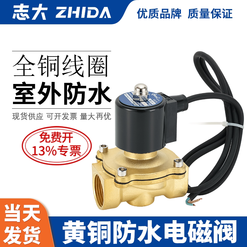 全铜水下喷泉防水电磁阀水阀地埋式电磁控制阀220v开关阀220线圈