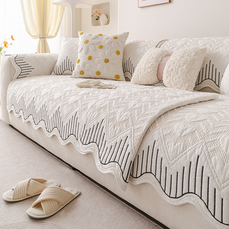 四季全棉沙发垫布艺防滑奶油风纯棉坐垫盖布2025新款沙发巾扶手垫