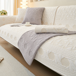 北欧简约纯色沙发垫四季纯棉布艺防滑全棉坐垫通用现代沙发套罩巾