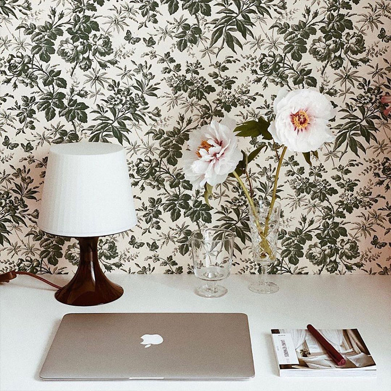 GUCCI Décor环球墙纸壁画定制复古腊叶网红樱桃轻奢壁纸客厅背景