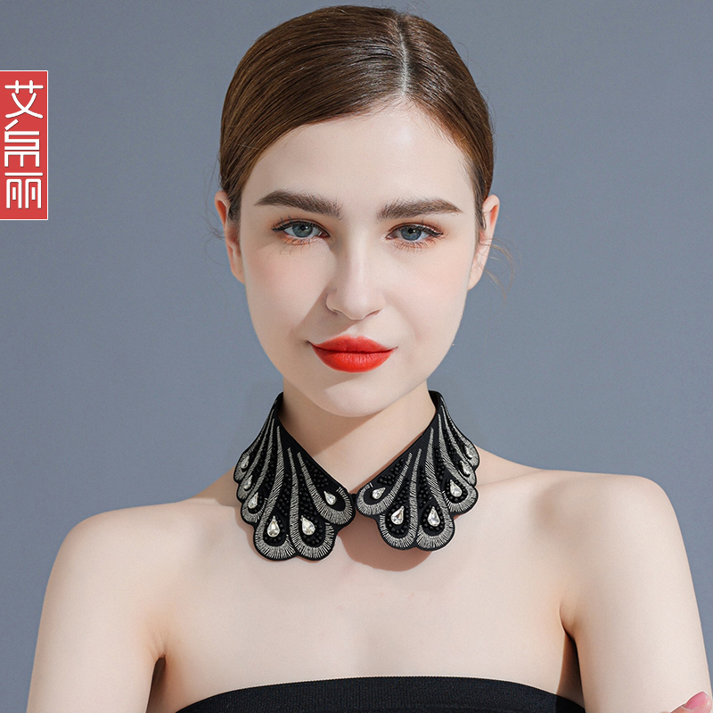 秋冬新款钉珠假领子女装饰假衣领
