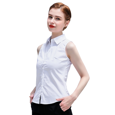 修身风职业通勤圆领纯棉无袖衬衫