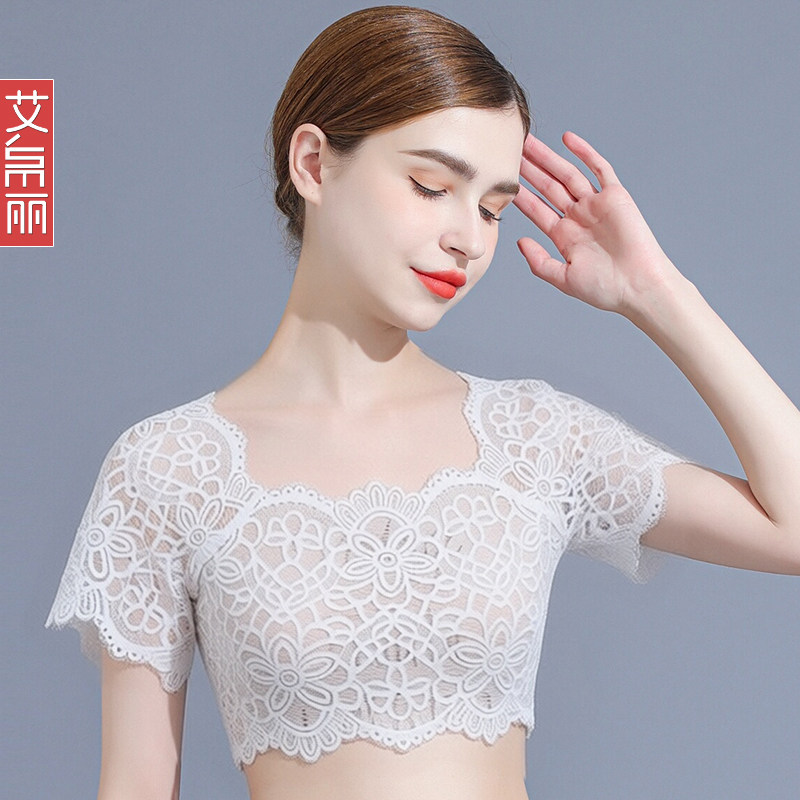 绝美一字肩短袖蕾丝打底衫女短袖图片
