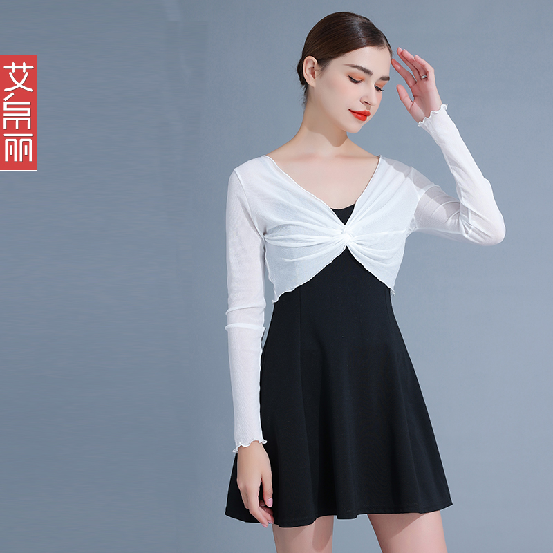 艾帛丽百搭短款网纱坎肩罩衫