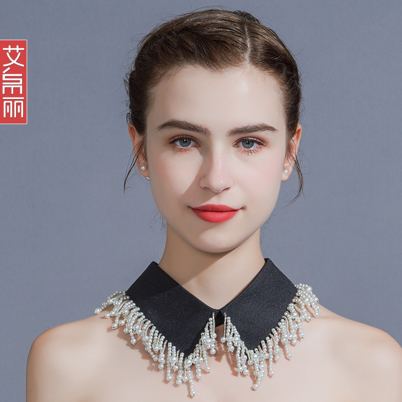 百搭风简约设计感外套钉珠假领子