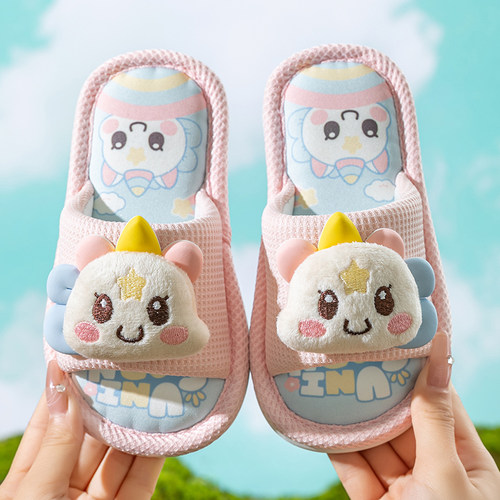 儿童拖鞋亚麻女童男童夏季家居家