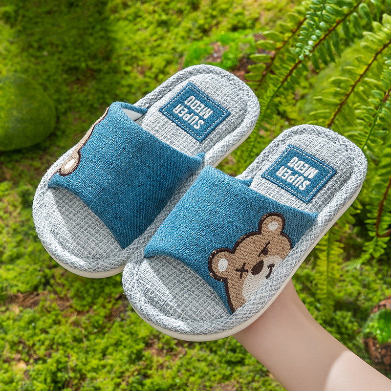 儿童亚麻拖鞋夏季男童室内防滑亲子宝宝春秋软底四季棉麻拖鞋女童