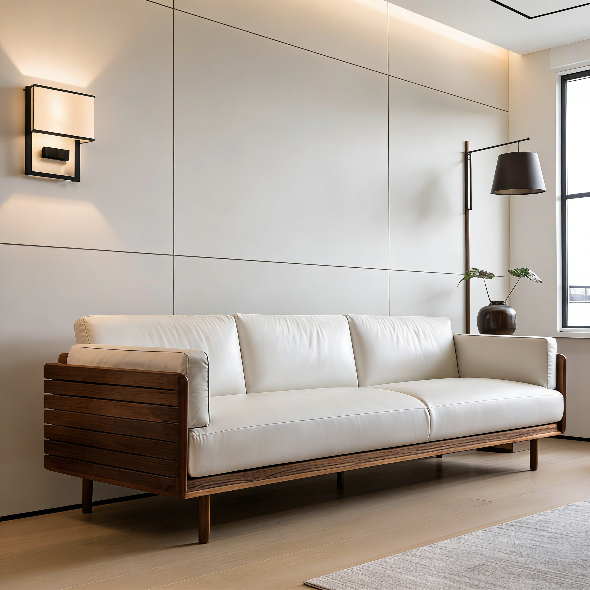 胡桃木轻奢实木沙发2026年新款新中式客厅办公室接待直排皮艺沙发,住宅家具,实木沙发,淘宝优惠券,粉丝福利购,淘宝优惠卷