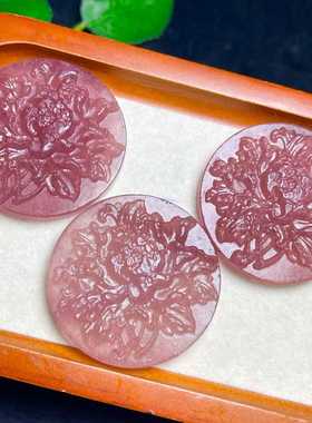 天然草莓晶桃花爱情毛衣链