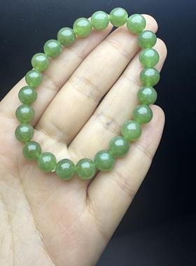 和田玉青玉玉髓简约时尚古典圆珠手串优雅气质百搭单圈手链