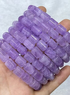 天然紫水晶薰衣草桶珠单圈手链 约9毫米左右 diy配饰简约百搭礼物