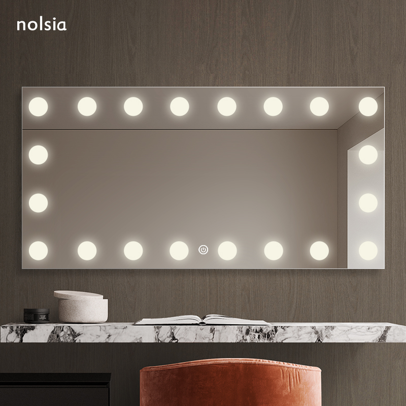 化妆台镜子家用带灯大号智能化妆镜壁挂法式化妆镜照相馆LED灯泡