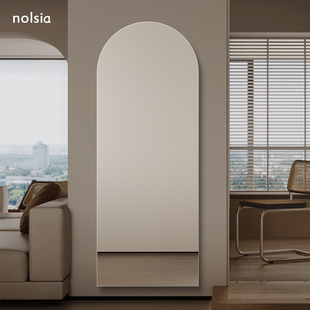 拱形全身镜公主风室内家用穿衣镜免打孔换衣镜贴墙超高清镜子定制