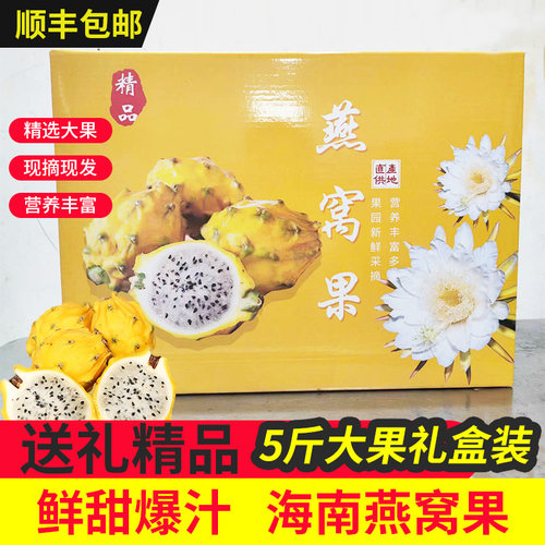 《送礼精品》海南燕窝果5斤大果礼盒装新鲜白心火龙果顺丰包邮 - 封面