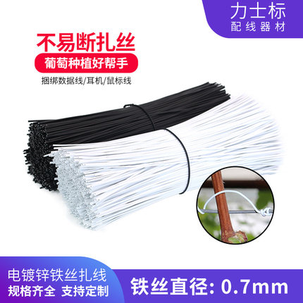 黑白色电镀锌铁丝扎线圆扁园林扎带绑丝葡萄藤枝扎丝吊牌绑枝包塑