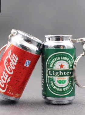 迷你便携可乐罐瓶子个性打火机 新奇特创意钥匙扣挂件打火机