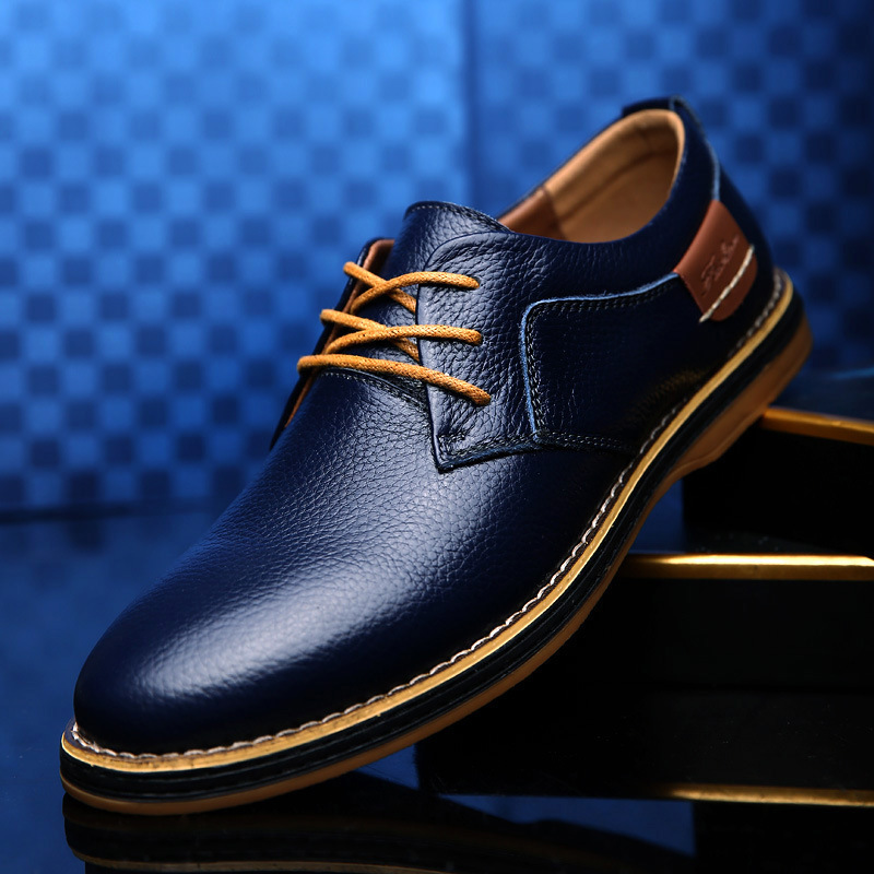 大码48男鞋休闲百搭男士皮鞋47商务英伦潮流蓝鞋子leather shoes