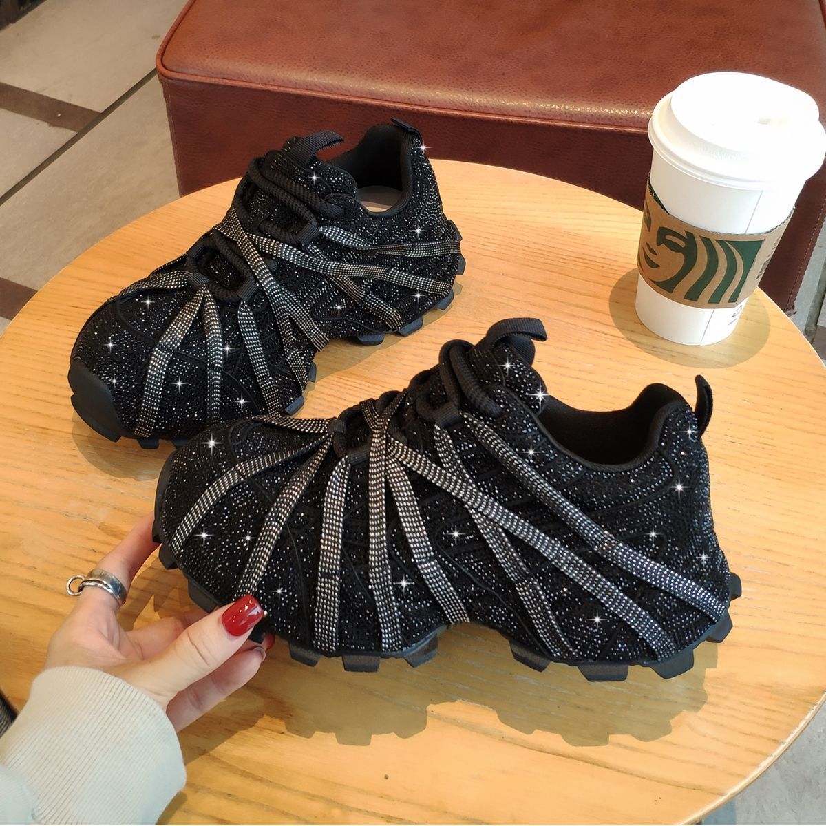 欧货爆款高品质满钻老爹鞋女款2025秋季新款设计款小众运动休闲鞋