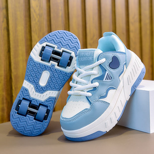 小女孩学生运动八轮溜冰鞋 网红儿童暴走鞋 四轮变形男童玩具轮滑鞋