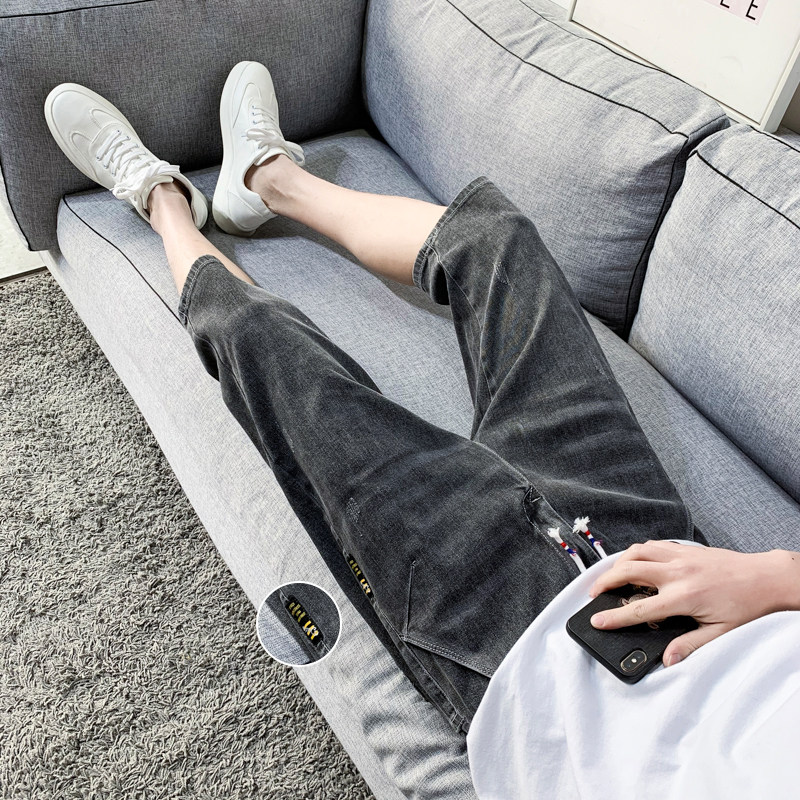 夏季薄款牛仔短裤男士帅气潮牌七分裤韩版潮流马裤休闲百搭中裤子