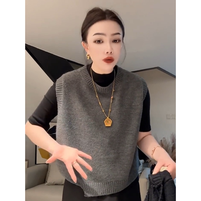 秋季新款圆领不等式无袖针织马甲