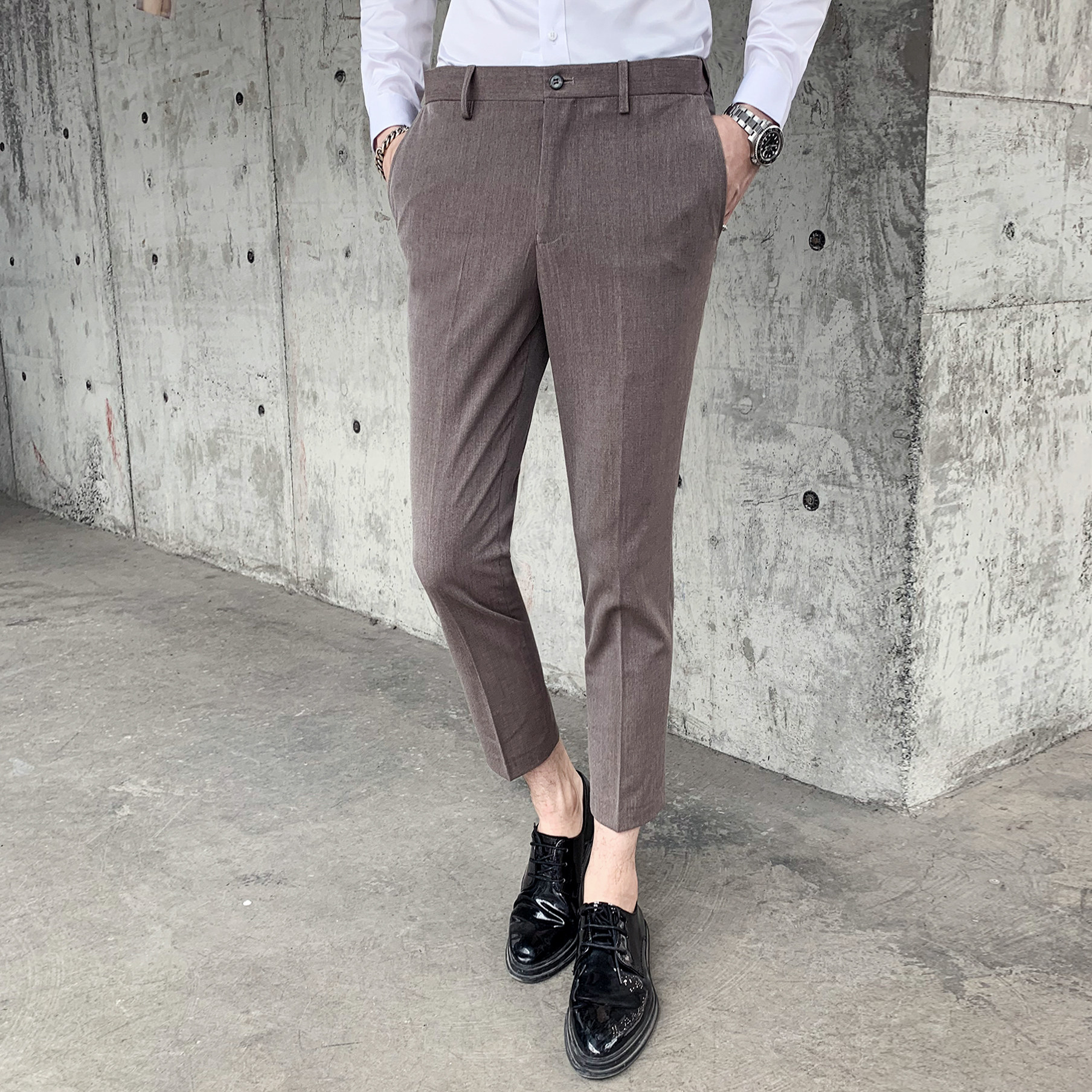 夏季九分裤男休闲裤垂感免烫休闲百搭修身小脚裤男1012-K802-P65,男装休闲裤,星座1012