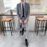 西装男套装两件套纯色商务修身职业休闲潮流LJT803-P220，男装西服套装，星座1012