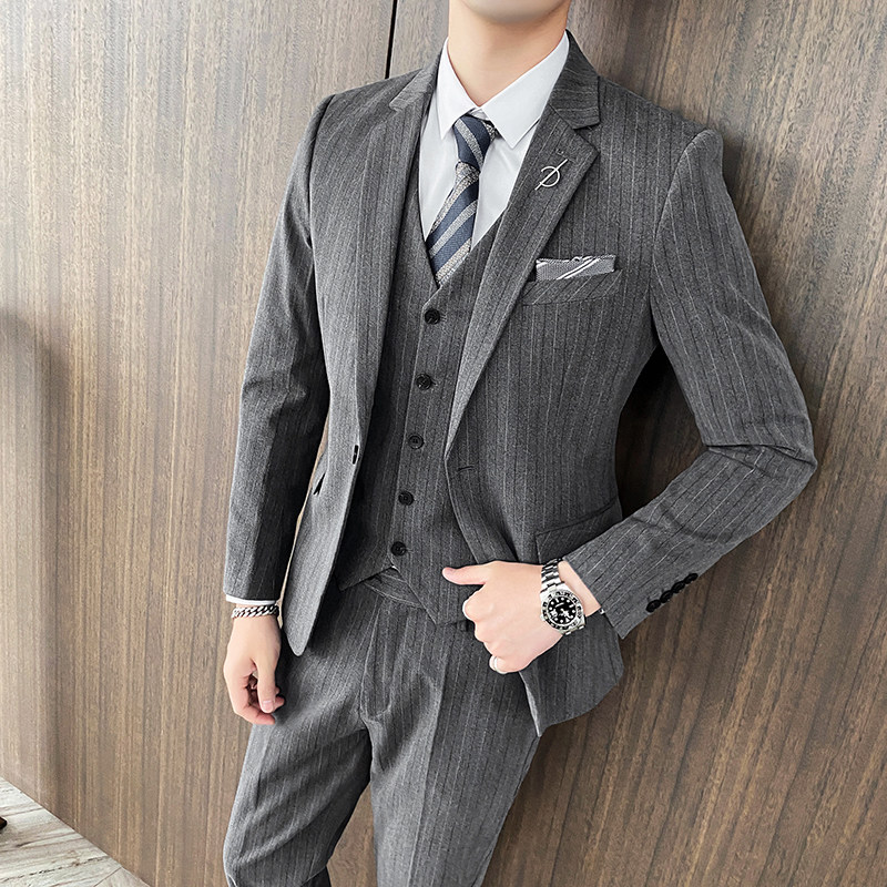 秋冬新款条纹西装男套装三件套新郎结婚礼服1012-SJT829-P280,男装西服套装,星座1012