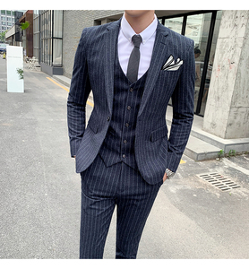 秋冬新款条纹西装男士套装修身西服结婚礼服SJT809-P260图片