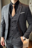 秋冬新格子西服套装男士韩版三件套新郎结婚礼服SJT811-P280，男装西服套装，星座1012