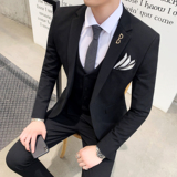 新款韩版西装套装三件套新郎结婚礼服职业修身西服SJT805-P260，男装西服套装，星座1012