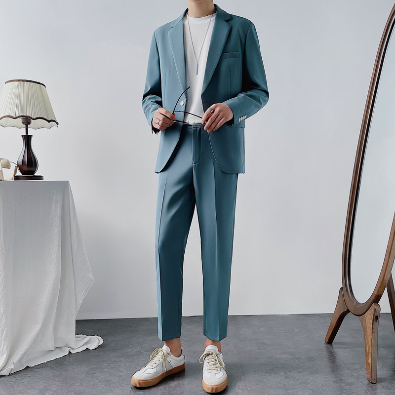 轻熟男士西装套装两件套宽松西服一粒扣黑色纯色休闲LJT858-P180,男装西服套装,星座1012