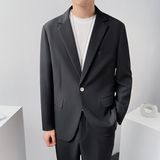 轻熟男士西装套装两件套宽松西服一粒扣黑色纯色休闲LJT858-P180，男装西服套装，星座1012