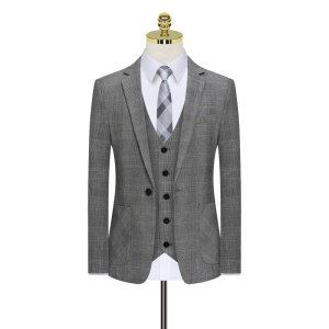 新款千鸟格西装套装三件套帅气礼服修身假模图西服8011-P300图片