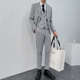 秋冬新款双线一粒扣西装套装男生修身商务西服三件套SJT8121-P280，男装西服套装，星座1012
